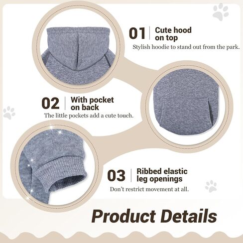 Pet Hoodie Dog Sweater for Small Dogs Girl Boy, Winter Puppy Sweatshirts with Pockets Hood, Warm Fleece Lined Dog Clothes Chihuahua Coat Clothing Puppy Cat Custume, Large in Saudi Arabia