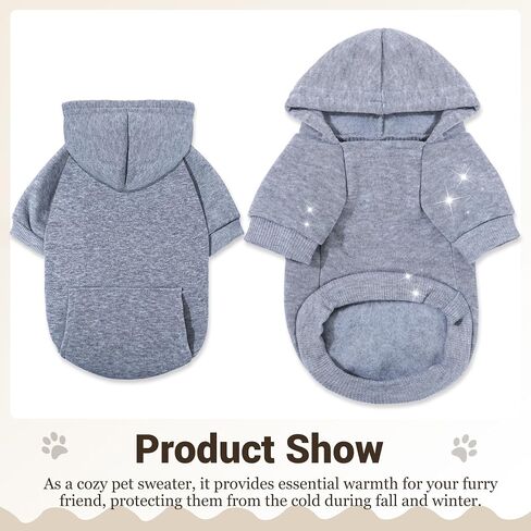 Pet Hoodie Dog Sweater for Small Dogs Girl Boy, Winter Puppy Sweatshirts with Pockets Hood, Warm Fleece Lined Dog Clothes Chihuahua Coat Clothing Puppy Cat Custume, Large in Saudi Arabia