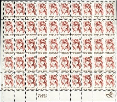 "Retarded Child" Full Sheet of 50 X 10 Cent Us Postage Stamps Scot #1549 in Saudi Arabia