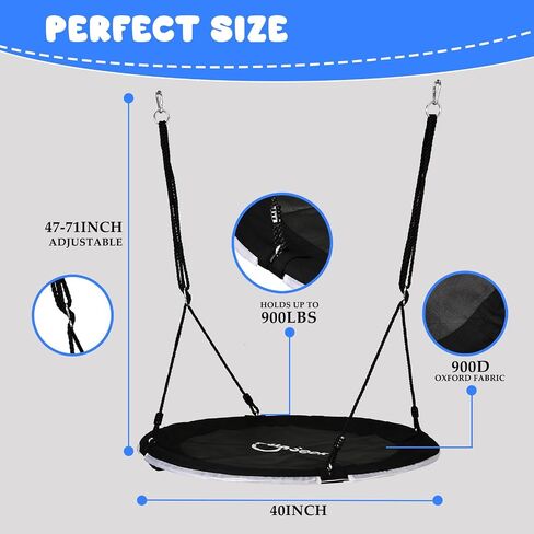 48 Inch Tree Swing with LED Light for Kids, 900lbs Flying Saucer Swing, with Adjustable Hanging Straps, for Indoor and Outdoor, Great Gifts for Kids (48INCH) in Saudi Arabia