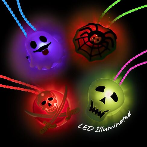ArtCreativity Halloween Light Up Skull Necklaces - Pack of 26 - Spooky LED Set - Glow Necklaces for Trick or Treat Party Favors - Halloween Decoration Party Supplies in Saudi Arabia