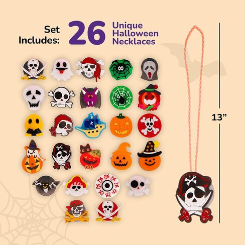 ArtCreativity Halloween Light Up Skull Necklaces - Pack of 26 - Spooky LED Set - Glow Necklaces for Trick or Treat Party Favors - Halloween Decoration Party Supplies in Saudi Arabia