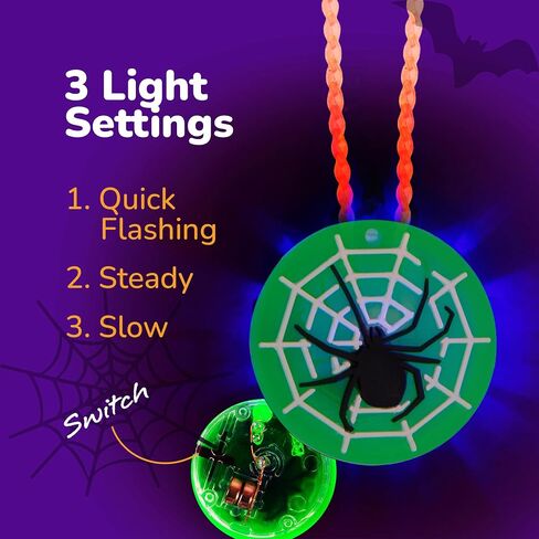 ArtCreativity Halloween Light Up Skull Necklaces - Pack of 26 - Spooky LED Set - Glow Necklaces for Trick or Treat Party Favors - Halloween Decoration Party Supplies in Saudi Arabia