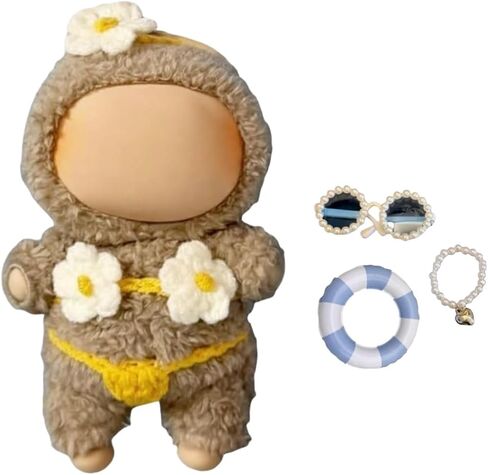 17cm/15cm Stylish Summer Beach Clothes Set Suitable for Labubu – Fashion Outfit(Doll Not Included) (Green Swimsuit+Swim Ring+Necklace+Glasses) in Kuwait