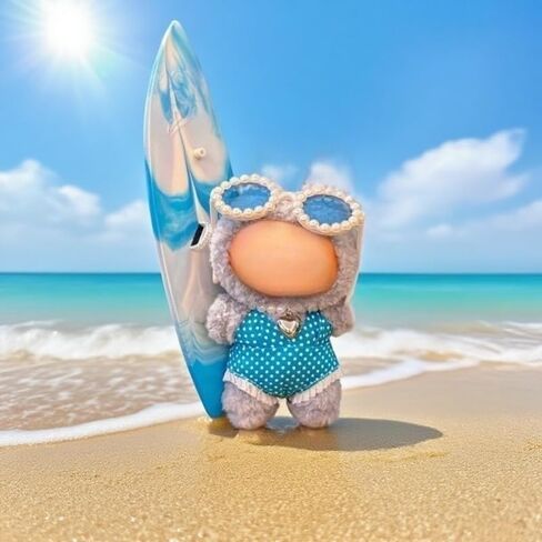 17cm/15cm Stylish Summer Beach Clothes Set Suitable for Labubu – Fashion Outfit(Doll Not Included) (Green Swimsuit+Swim Ring+Necklace+Glasses) in Kuwait