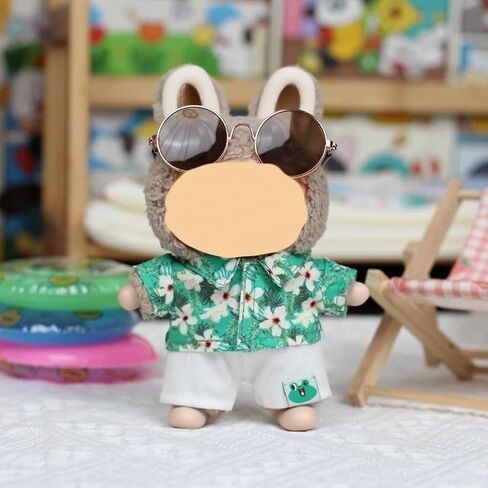 17cm/15cm Stylish Summer Beach Clothes Set Suitable for Labubu – Fashion Outfit(Doll Not Included) (Green Swimsuit+Swim Ring+Necklace+Glasses) in Kuwait