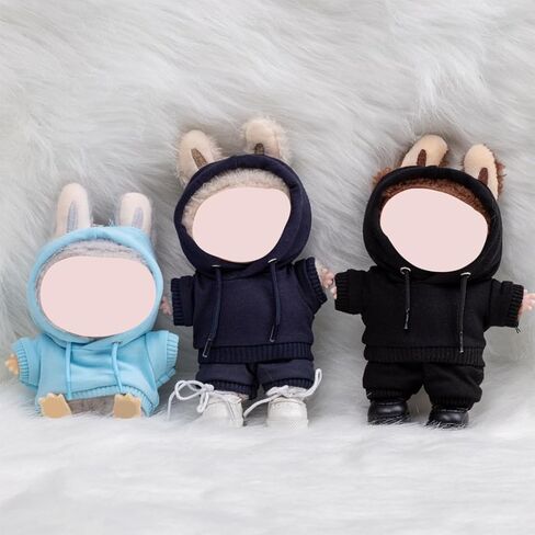 ملابس دمية 17 سم - هوديي أساسي لدمى 17 سم ، مثالية للارتداء اليومي ، مثالي للعب وقت اللعب ، وزيادة 15-18 سم ملابس غير رسمية (أسود) in Kuwait