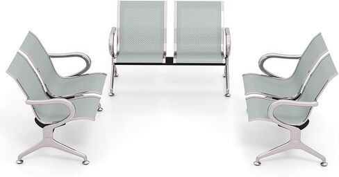 Kinpaw Black Waiting Room Chairs - Guest Reception Bench with Ergonomic High Back & Armrest,Comfortable Office Furniture for Conference, Lobby, Airport, Hospital, Meeting, Bank, Barber, 6-Seater in Kuwait