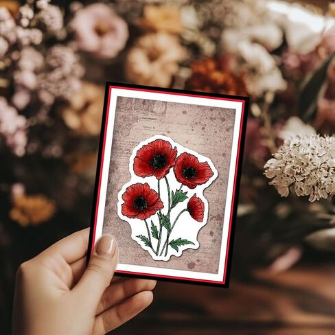 Globleland Poppy Flowers Cling Rubber Stamp 8.7x7in Poppy Eva Stamps Stampsing Seal Flower Flower Rubber Rubber for DIY Scrapbooking و Card Making Paper Craft Decor in Saudi Arabia