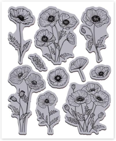 Globleland Poppy Flowers Cling Rubber Stamp 8.7x7in Poppy Eva Stamps Stampsing Seal Flower Flower Rubber Rubber for DIY Scrapbooking و Card Making Paper Craft Decor in Saudi Arabia
