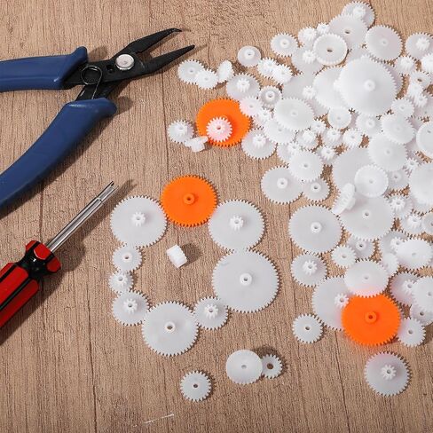 200pcs التروس البلاستيكية البيضاء الوحدة 0.5 مغزل ترس واحد بلاستيكي تروس صغيرة لمحرك DC DIY Model Toys RC Car Robot Gear Electric Gear in Saudi Arabia
