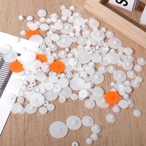 200pcs التروس البلاستيكية البيضاء الوحدة 0.5 مغزل ترس واحد بلاستيكي تروس صغيرة لمحرك DC DIY Model Toys RC Car Robot Gear Electric Gear in Saudi Arabia