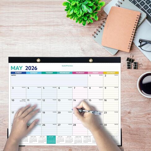 2026 التقويم المكتبي-يناير 2026-ديسمبر 2026 ، 12 تقويم شهري ، تقويم مكتب كبير 2026 ، 14.6 '× 11.5' ، أفضل مكتب/جدار مع قوائم مهام ، وسادة مكتب ، وكتل محكم ، وحماقات الزاوية in Kuwait