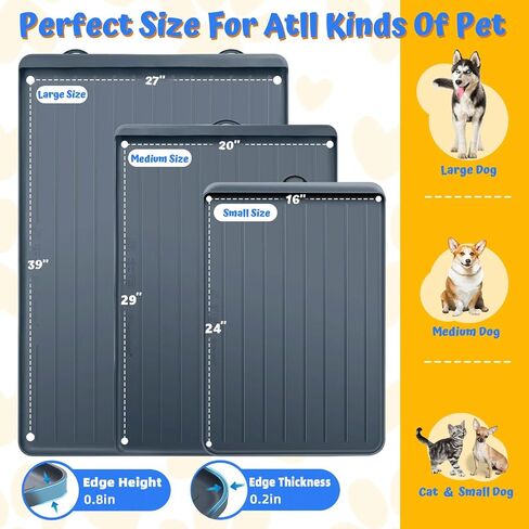 Dog Feeding Mat - 39''x27'' Large Silicone Pet Food Mats with Residue Collection Pocket and High Edges, Floors Waterproof Dog Cat Bowl Mat Prevent Water Food Spills, Dark Grey in Saudi Arabia