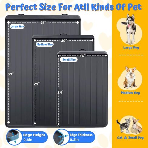 Dog Feeding Mat - 39''x27'' Large Silicone Pet Food Mats with Residue Collection Pocket and High Edges, Floors Waterproof Dog Cat Bowl Mat Prevent Water Food Spills, Dark Grey in Saudi Arabia