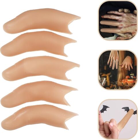 Amosfun 5Pcs Halloween Fake Finger Soft Thumb Tip Magic Trick Finger Stage Show Prop Prank Toy in Saudi Arabia