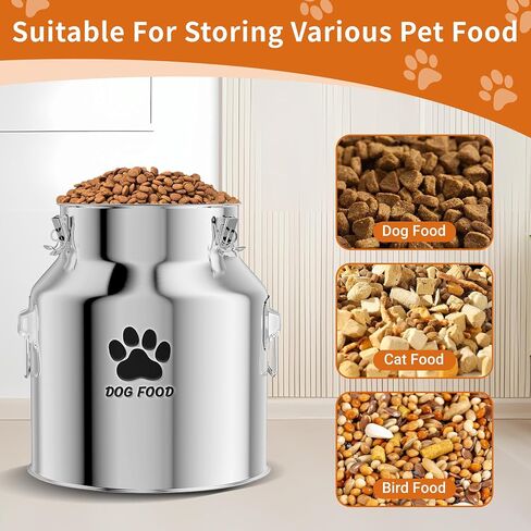 Metal Dog Food Storage Container 20lb, Stainless Steel Dog Food Storage Container with Lids Airtight, Pet Food Storage Container for Dogs, Cat Food Bin with Spoon, Keep Food Fresh, Easy to Clean in Kuwait