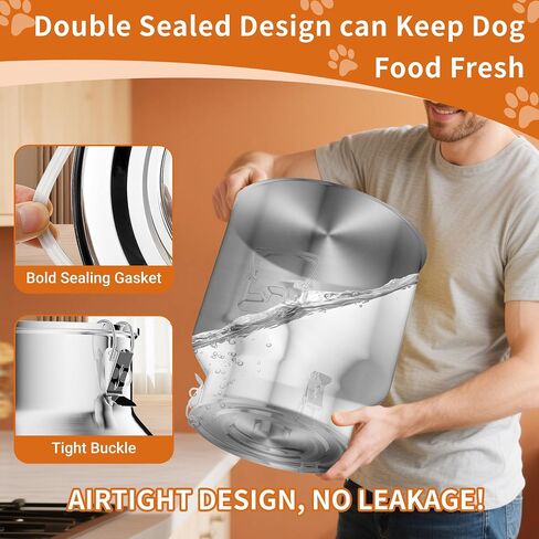 Metal Dog Food Storage Container 20lb, Stainless Steel Dog Food Storage Container with Lids Airtight, Pet Food Storage Container for Dogs, Cat Food Bin with Spoon, Keep Food Fresh, Easy to Clean in Kuwait