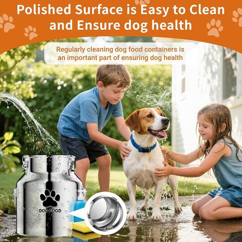 Metal Dog Food Storage Container 20lb, Stainless Steel Dog Food Storage Container with Lids Airtight, Pet Food Storage Container for Dogs, Cat Food Bin with Spoon, Keep Food Fresh, Easy to Clean in Kuwait