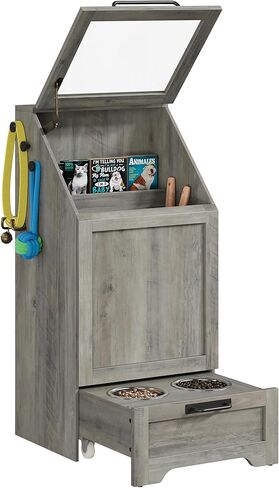 محطة تغذية الكلاب المرتفعة مع 2 أوعية من الفولاذ المقاوم للصدأ ، وخزانة لتخزين الطعام للحيوانات الأليفة وأعلى وصول in Kuwait