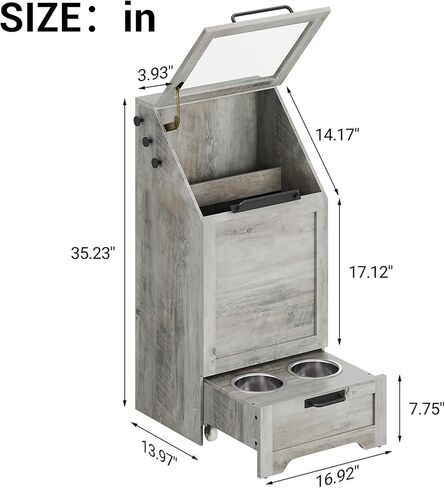 محطة تغذية الكلاب المرتفعة مع 2 أوعية من الفولاذ المقاوم للصدأ ، وخزانة لتخزين الطعام للحيوانات الأليفة وأعلى وصول in Kuwait