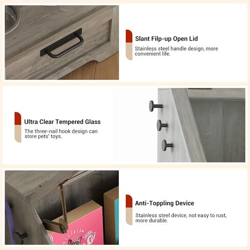 محطة تغذية الكلاب المرتفعة مع 2 أوعية من الفولاذ المقاوم للصدأ ، وخزانة لتخزين الطعام للحيوانات الأليفة وأعلى وصول in Kuwait