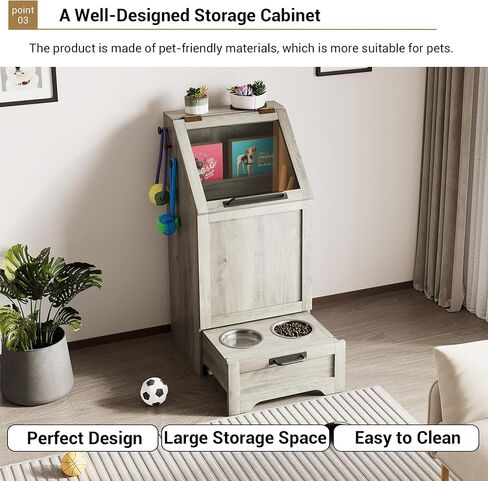 محطة تغذية الكلاب المرتفعة مع 2 أوعية من الفولاذ المقاوم للصدأ ، وخزانة لتخزين الطعام للحيوانات الأليفة وأعلى وصول in Kuwait