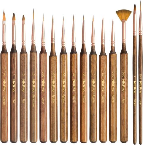 Nicpro 24 PCS Extreme Miniature Paint Brushes, Fine Tip Micro Model Detail Paint Brush Set with Handbag for Acrylic, Watercolor, Oil, Paint by Numbers, Craft, Models, Miniatures in Saudi Arabia
