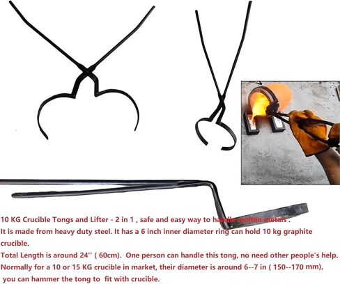LSMIITTH 12-16KG Crucible Tongs and Lifter - 2 in 1 Metal Casting Foundry Tool Smelting Casting Tools Gas Metal Melting Furnace Tools A in Kuwait