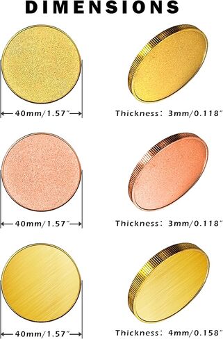 10 Pcs Brass Coins Blanks, 4mm Thickness Custom Challenge Coin, 40mm Threaded Edge, Acrylic Protection Box for Laser Engraving, DIY Gifts, Collection Supplies in Saudi Arabia