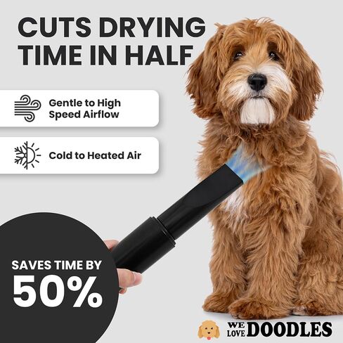 We Love Doodles Dog Dryer with Adjustable Speed & Temperature Control - High Velocity Hair Dryer, Pet Blow Dryers for Dogs, Blow Dry Quickly & Blow Out Undercoat - Pet Grooming (Black) in Kuwait