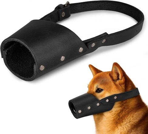 Taco Dog, Leather Dog Muzzle Guard Handmade from Full Grain Leather - Secure Training Cover, Mouth Guard Mask Prevents Biting Chewing (Charcoal Black, Medium) in Saudi Arabia