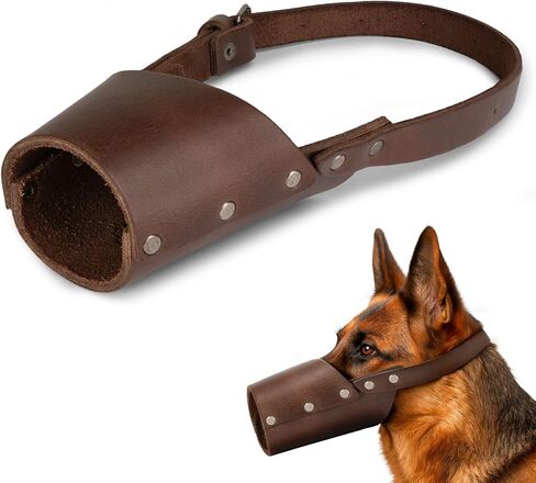 Taco Dog, Leather Dog Muzzle Guard Handmade from Full Grain Leather - Secure Training Cover, Mouth Guard Mask Prevents Biting Chewing (Charcoal Black, Medium) in Saudi Arabia