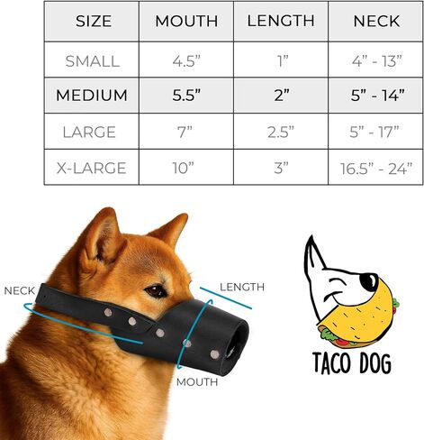 Taco Dog, Leather Dog Muzzle Guard Handmade from Full Grain Leather - Secure Training Cover, Mouth Guard Mask Prevents Biting Chewing (Charcoal Black, Medium) in Saudi Arabia
