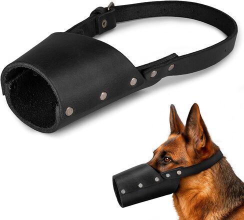Taco Dog, Leather Dog Muzzle Guard Handmade from Full Grain Leather - Secure Training Cover, Mouth Guard Mask Prevents Biting Chewing (Charcoal Black, Medium) in Saudi Arabia