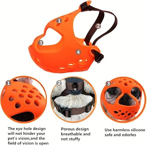 Short Snout Dog Muzzle for French Bulldog, Pug & Bulldog - Soft Breathable Mesh, Prevents Biting, Chewing & Licking, Adjustable Comfortable Fit for Small & Medium Brachycephalic Dogs in Saudi Arabia
