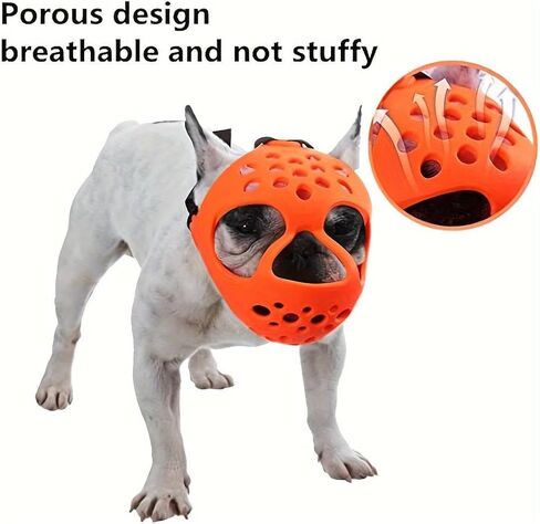 Short Snout Dog Muzzle for French Bulldog, Pug & Bulldog - Soft Breathable Mesh, Prevents Biting, Chewing & Licking, Adjustable Comfortable Fit for Small & Medium Brachycephalic Dogs in Saudi Arabia