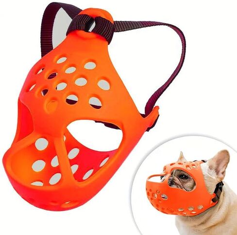 Short Snout Dog Muzzle for French Bulldog, Pug & Bulldog - Soft Breathable Mesh, Prevents Biting, Chewing & Licking, Adjustable Comfortable Fit for Small & Medium Brachycephalic Dogs in Saudi Arabia