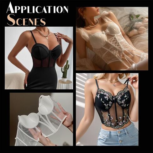 12yards(10.97m) Corset Boning Casing Polyester Boning for Sewing Plastic Boning Cotton Covered Black Bra Boning Sew Through Corset Accessories for Corsets Bridal Gowns Evening Gowns in Saudi Arabia