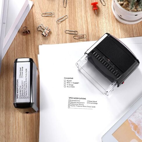 2 Pcs Teacher Stamps for Classroom Self Inking Accommodations Stamp Set Sped Modification Completed Grading Rubber Teacher Stamps for Back to School Homework Student Dormitory Supplies in Saudi Arabia