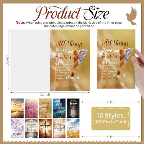 100 Pcs Church Bulletins Paper Bulk 11 x 8.5 Inch Church Worship Bulletins Welcome the Congregation Cards Bible School Study Supplies for Share Bible Information, 10 Styles in Saudi Arabia