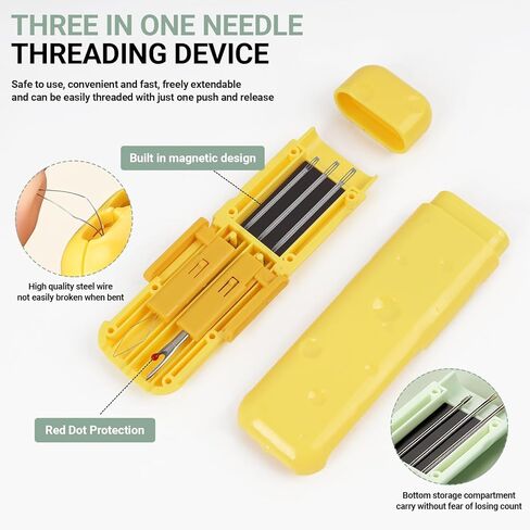 2 PCS 3-in-1 Threadle Threader Seam Ripper Kit ، Thereawatic Eeedle Threaders لخياطة اليد مع صندوق تخزين الإبرة المغناطيسي ، مجموعة Threader Tool لخيط التطريز ، الخياطة ، اللحف in Kuwait