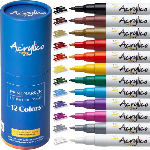 Acrylic Paint Markers Set of 16 Paint Pens – Fine Tip for Fabric, Rock, Metal, Ceramic, Adult Coloring & Art Projects – Art Supplies for Kids & Adults in Saudi Arabia