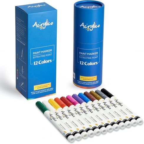 Acrylic Paint Markers Set of 16 Paint Pens – Fine Tip for Fabric, Rock, Metal, Ceramic, Adult Coloring & Art Projects – Art Supplies for Kids & Adults in Saudi Arabia