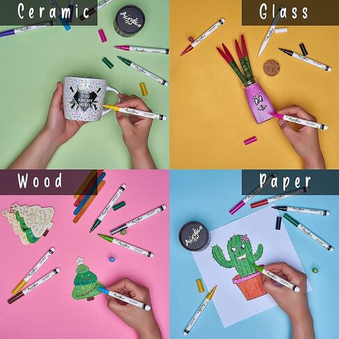 Acrylic Paint Markers Set of 16 Paint Pens – Fine Tip for Fabric, Rock, Metal, Ceramic, Adult Coloring & Art Projects – Art Supplies for Kids & Adults in Saudi Arabia
