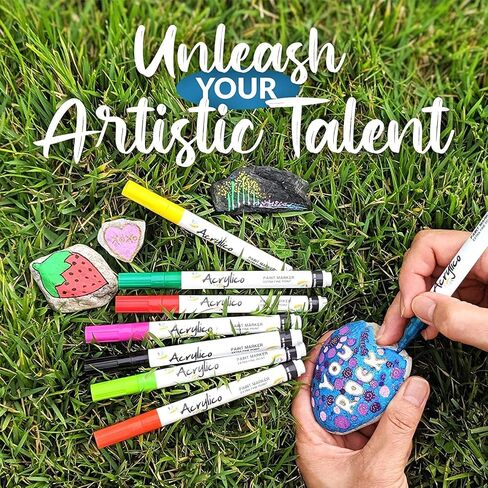 Acrylic Paint Markers Set of 16 Paint Pens – Fine Tip for Fabric, Rock, Metal, Ceramic, Adult Coloring & Art Projects – Art Supplies for Kids & Adults in Saudi Arabia