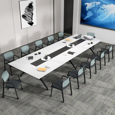 Tangkula Rolling Conference Rooms مجموعة من 12 ، كراسي شبكية ضيوف قابلة للتكديس مع مساند وعجلات ، مثالية لمكتب غرفة الانتظار ، المدرسة ، اللوبي (أسود) in Saudi Arabia