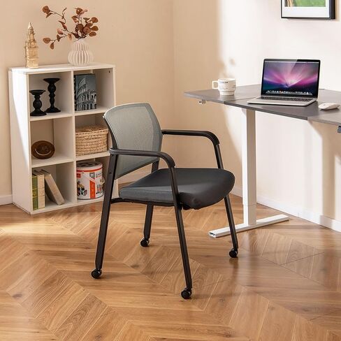 Tangkula Rolling Conference Rooms مجموعة من 12 ، كراسي شبكية ضيوف قابلة للتكديس مع مساند وعجلات ، مثالية لمكتب غرفة الانتظار ، المدرسة ، اللوبي (أسود) in Saudi Arabia