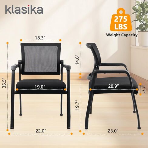 كراسي بذراعين خلفية شبكية مريحة مع عجلات صوتية غير قابلة للانزلاق والمقعد السميك من المنجدات ، كرسي ضيف الاستقبال مع دعم القطني لقاعة مؤتمرات مكتب كنيسة المدرسة ، الأسود 8pack in Kuwait