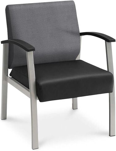 NBF Compass Guest Chair with Arms - Ergonomic Office Chairs with Black Polyurethane - Heavy Duty Steel Frame Waiting Room, Reception Chairs - Conference Room Chairs (Black, Charcoal) in Saudi Arabia
